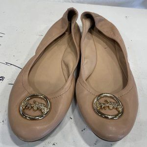 Coach bailey women's beige leather ballet flats shoes size 38.5